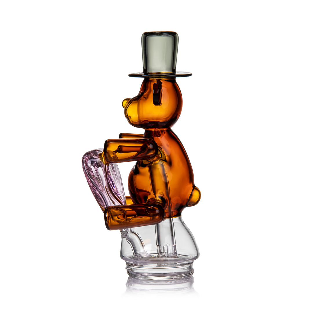 MJ Arsenal Teddy Peak Top left-side view Puffco Peak water top teddy bear glass attachment Valentine’s limited