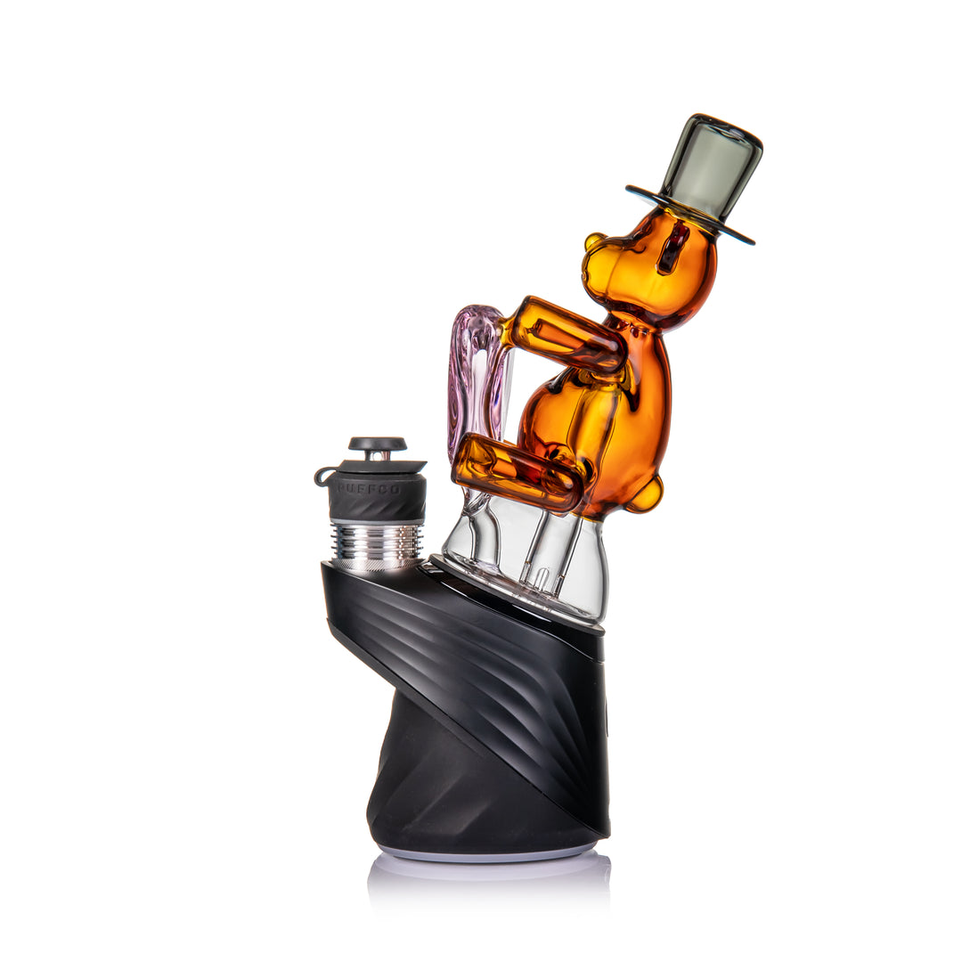 MJ Arsenal Teddy Peak Top on Puffco Peak left angle showing full glass top and water chamber