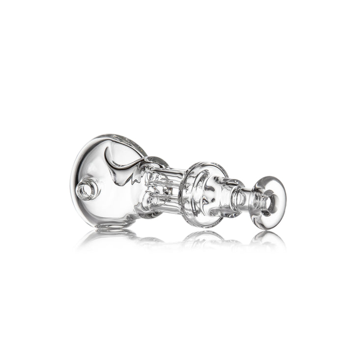 MJ Arsenal Tetra Hand Pipe laying flat — angled left side view of the pillar body