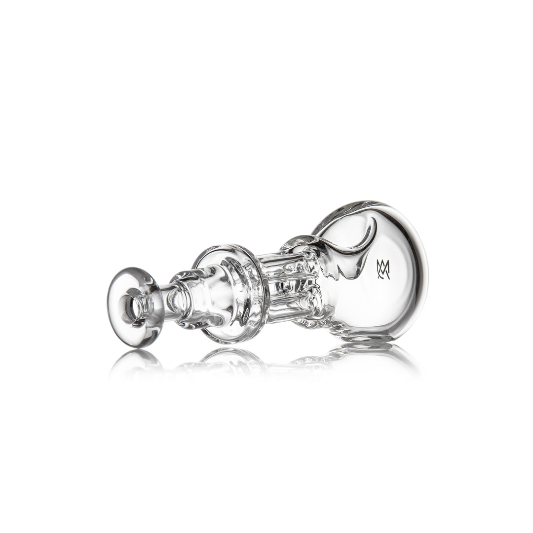 MJ Arsenal Tetra Hand Pipe laying flat — angled right side view of the pillar body