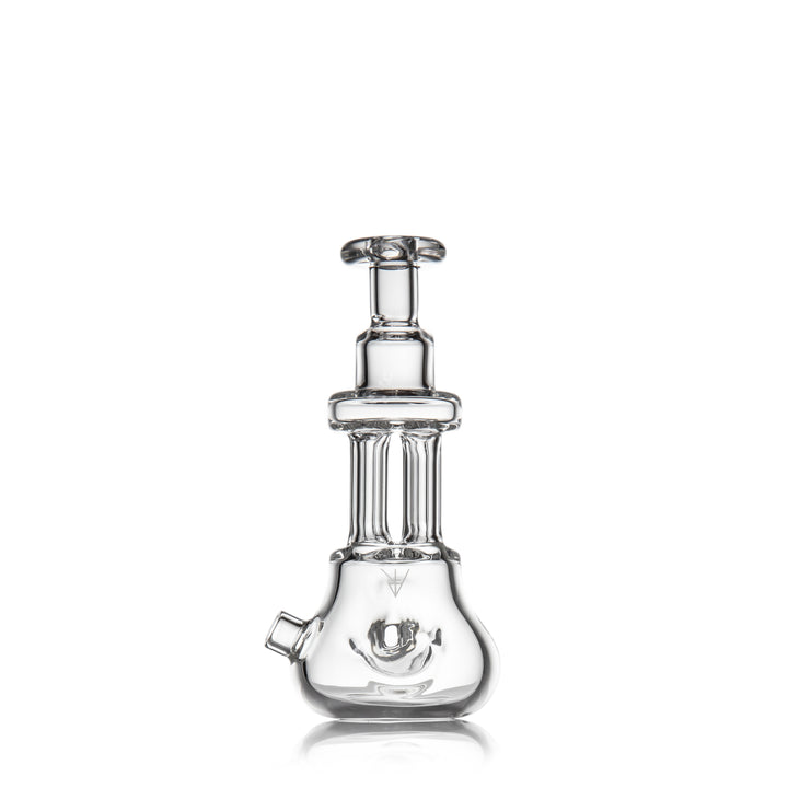 MJ Arsenal Tetra Hand Pipe standing upright — view showing the left-side carb hole