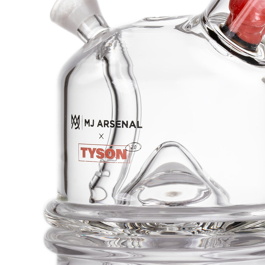 Macro side angle of Tyson 2.0 Punch-Out Bubbler mouthpiece and upper joint craftsmanship
