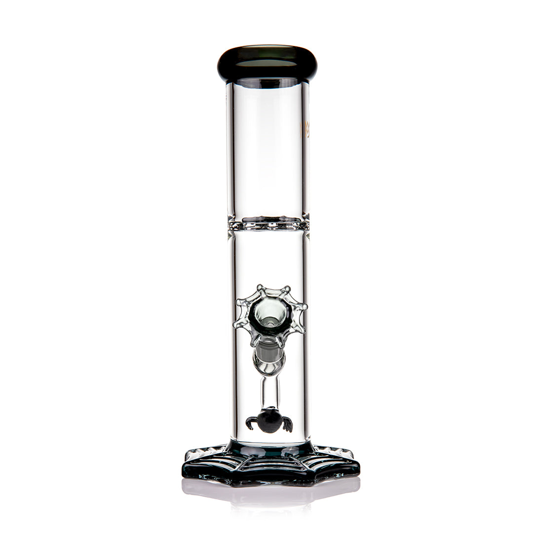 MJ Arsenal Widowmaker Bong with clear chamber and web base – handcrafted limited edition Halloween design