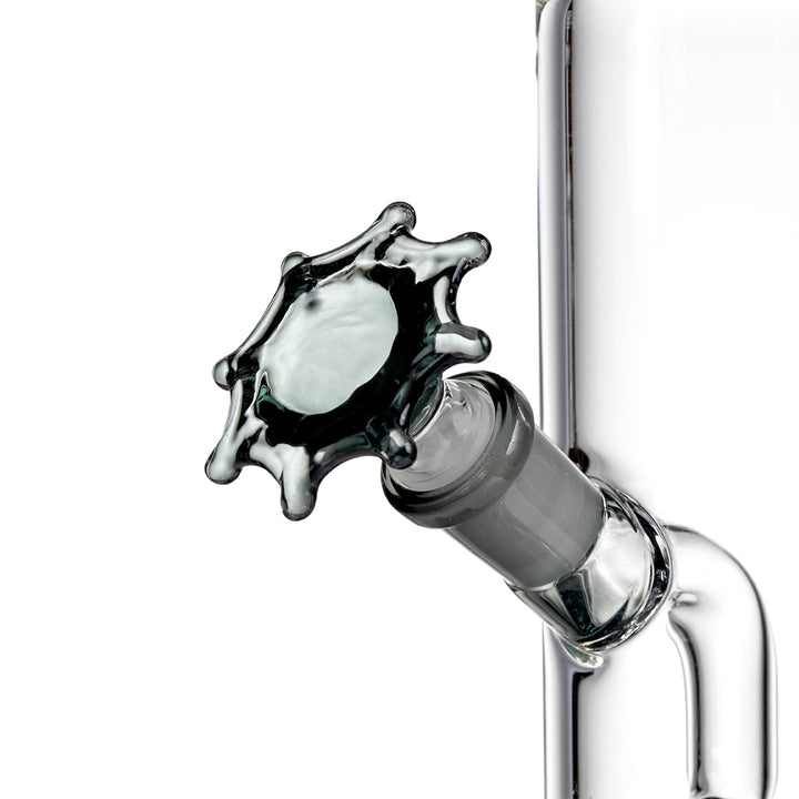 Close-up detail of MJ Arsenal Widowmaker Bong 14mm spider web bowl