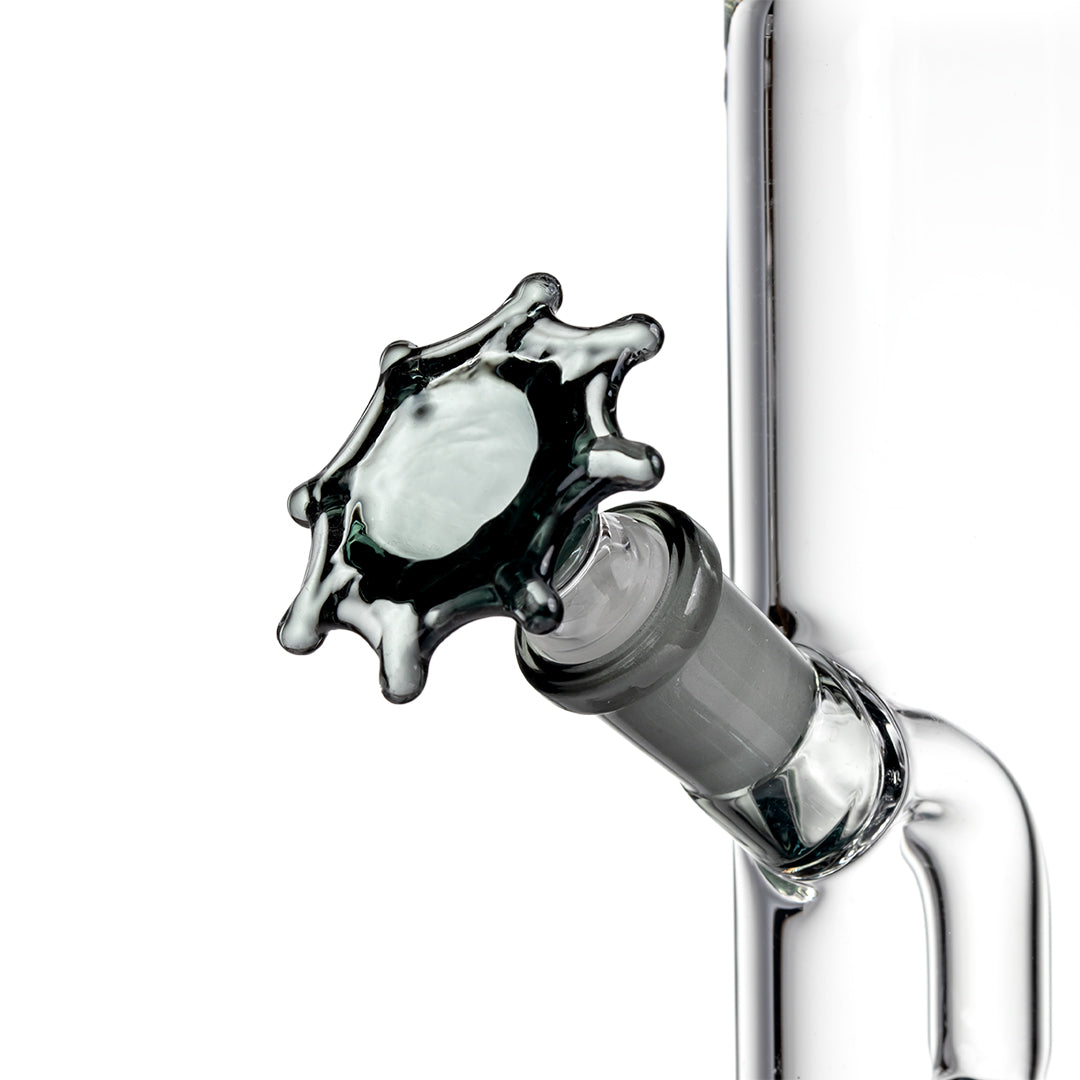 Close-up detail of MJ Arsenal Widowmaker Bong 14mm spider web bowl