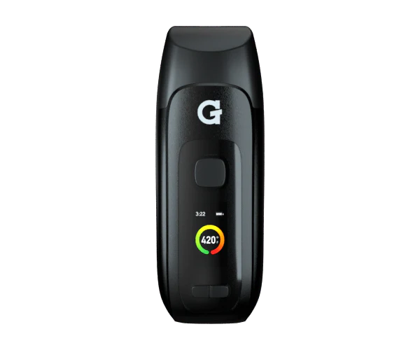 G Pen Dash+ Dry Herb Vaporizer – black edition with LED color display and single-button control.