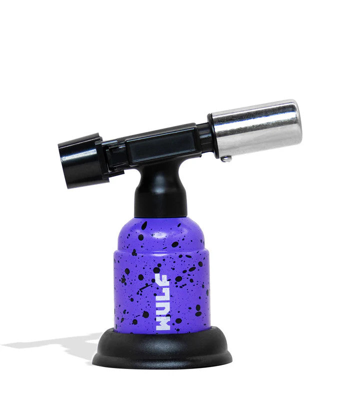 Wulf Mods Blast Torch – Purple with Black Splatter finish, long-session butane torch with 4mL tank.
