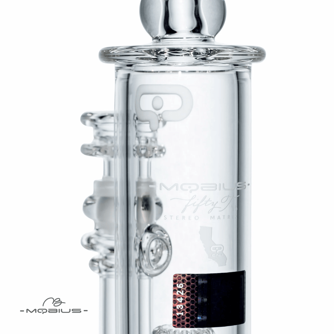 Mobius Glass 50T V5 Stereo Matrix — stereo matrix perc bong, back view