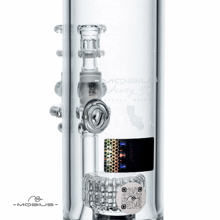 Mobius Glass 60T V5 Stereo Matrix — stereo matrix perc bong, back view