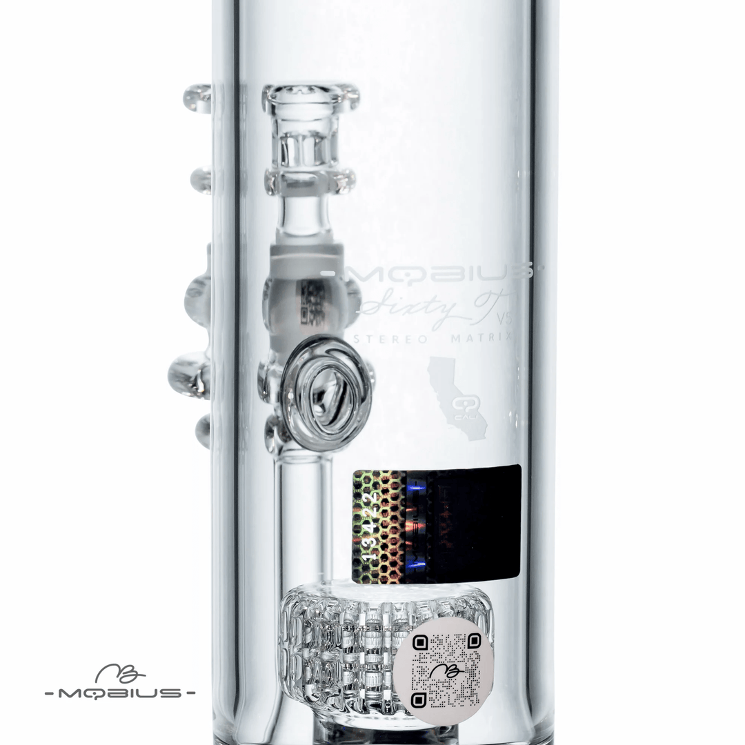 Mobius Glass 60T V5 Stereo Matrix — stereo matrix perc bong, back view