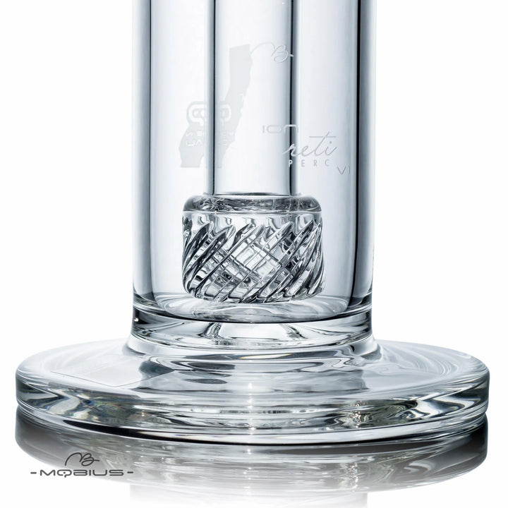 Mobius Glass Ion Reti V1 bubbler bong — Ion Reti V1 close-up of percolator