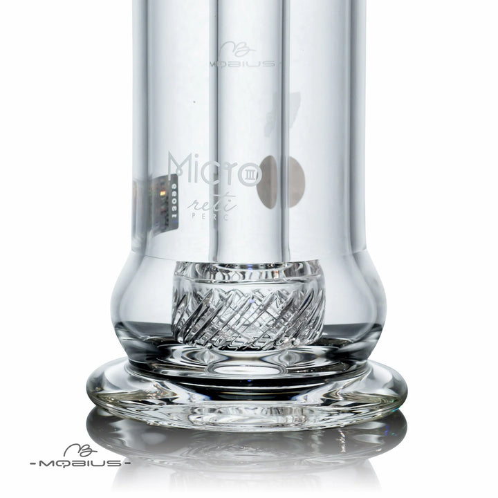 Mobius Glass Micro Reti V3 bubbler bong — Micro Reti V3 close-up of percolator