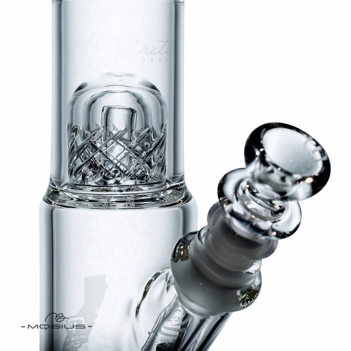 Mobius Glass Nano Reti V2 — compact reticulated perc bong, mouthpiece detail