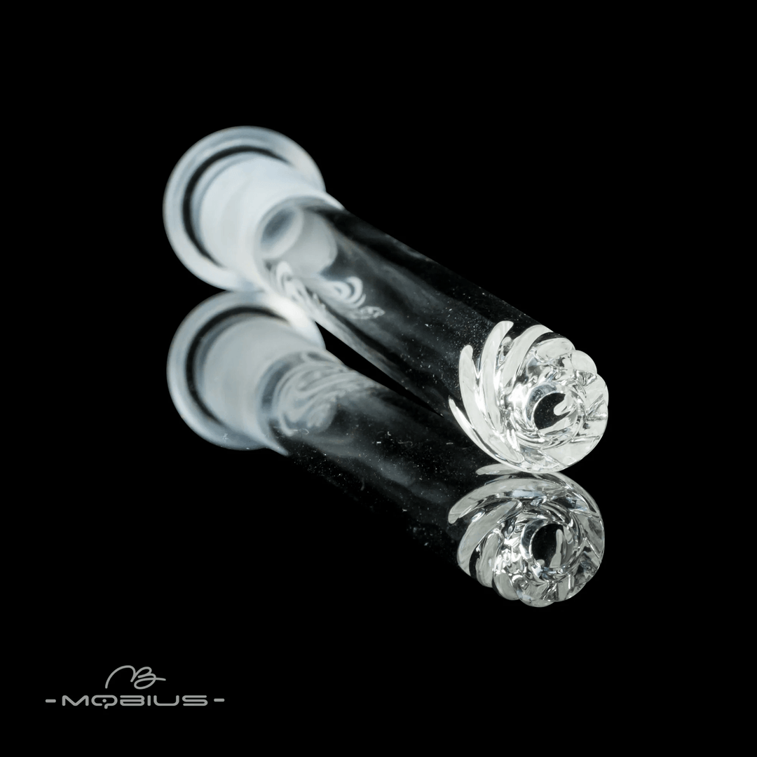 Mobius Glass Rifled Diffuser Downstem — rifled diffuser glass downstem, back view