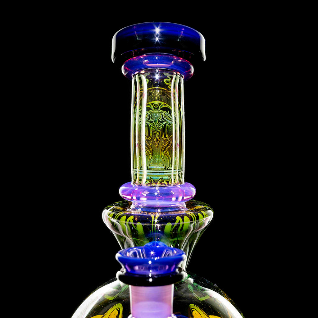 Mothership Glass Ball Rig Providence — heady faceted ball rig raffle, angled view