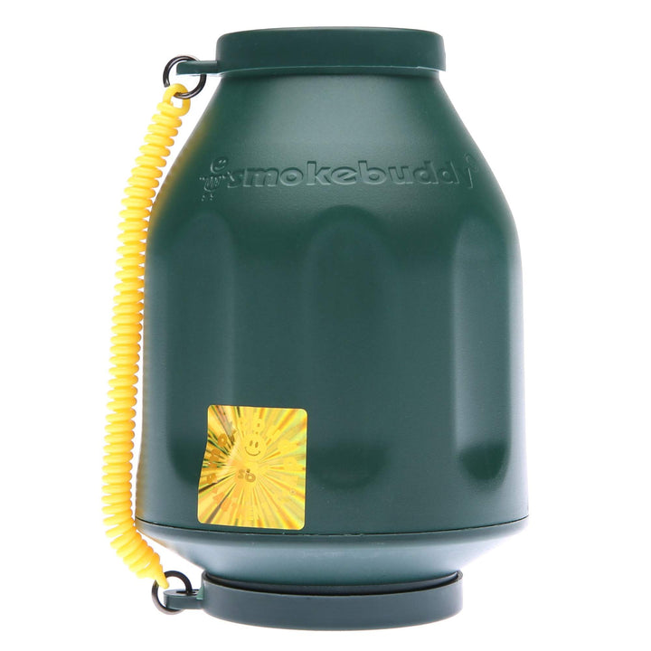 Smoke Buddy Original Personal Air Filter – Green military edition with rugged finish and attached wrist cord.