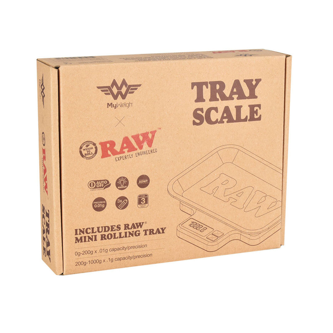 My Weigh x RAW Tray Scale — digital scale with RAW rolling tray, detail view