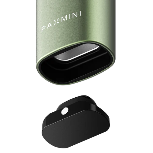 New PAX Mini dry herb vaporizer in Greenstone, oven lid removed for cleaning
