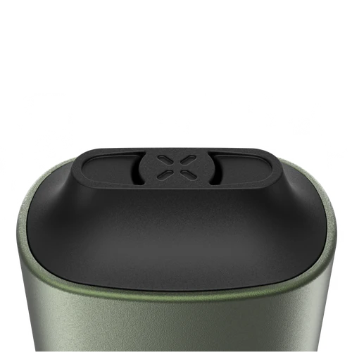 New PAX Mini dry herb vaporizer in Greenstone, close-up of mouthpiece detail