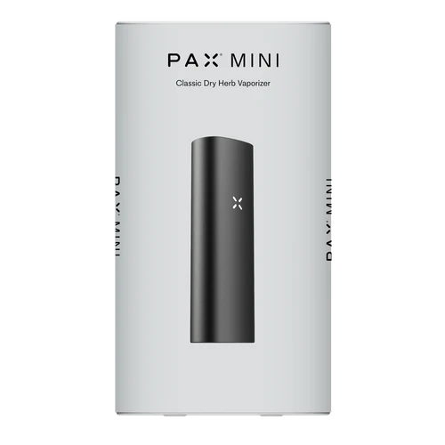 New PAX Mini dry herb vaporizer Onyx retail box packaging front view