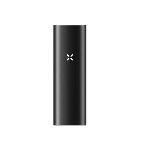 New PAX Mini dry herb vaporizer in Onyx, front view of compact matte black body