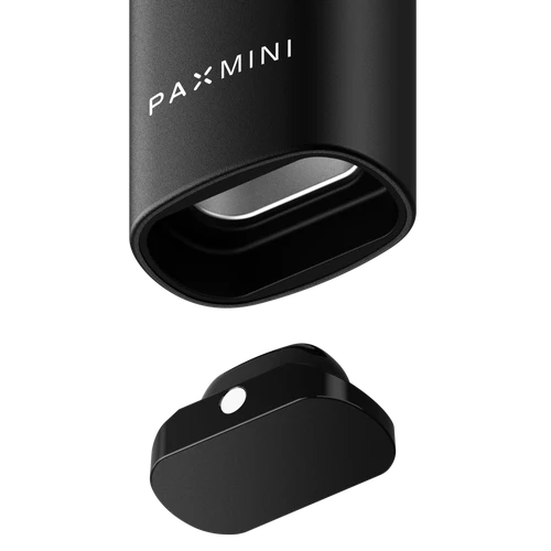 New PAX Mini dry herb vaporizer in Onyx, oven lid removed for cleaning access