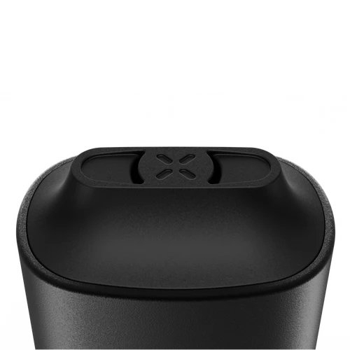 New PAX Mini dry herb vaporizer in Onyx, close-up of mouthpiece and airflow path