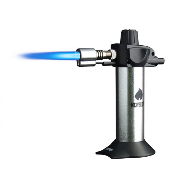 Newport 5.5 inch silver mini torch compact refillable butane design