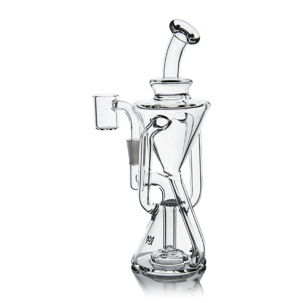 back angle view of Compact Borosilicate Glass Dab Rig by MJ Arsenal