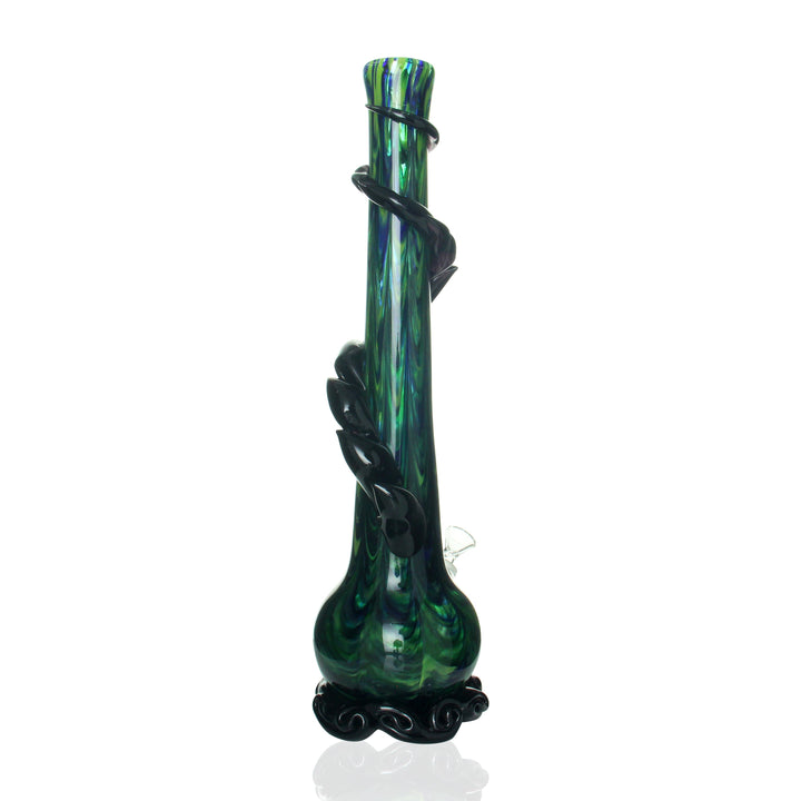 Noble Glass Large Bong Green and Black Swirl side view
