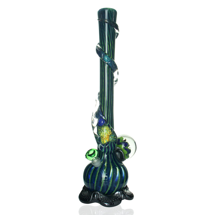 Noble Glass Large Bong Green Marble and Dichro Swirl water pipe