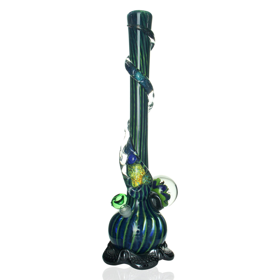 Noble Glass Large Bong Green Marble and Dichro Swirl water pipe
