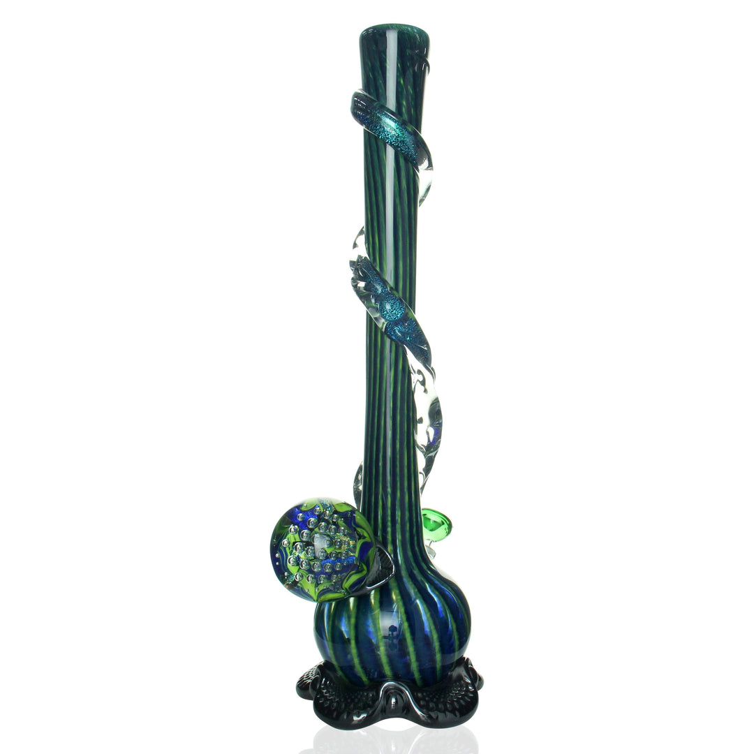Noble Glass Large Bong Green Marble and Dichro Swirl side view