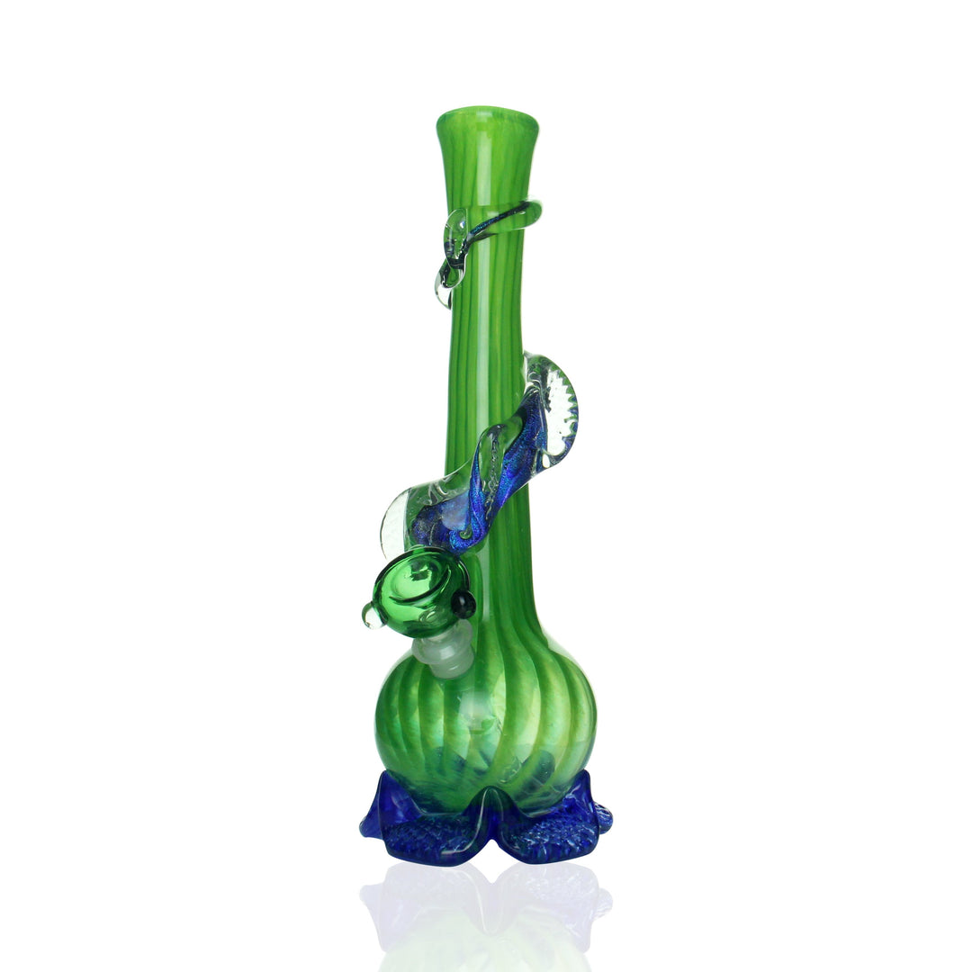 Noble Glass Small Bong Green and Blue Dichro Swirl water pipe