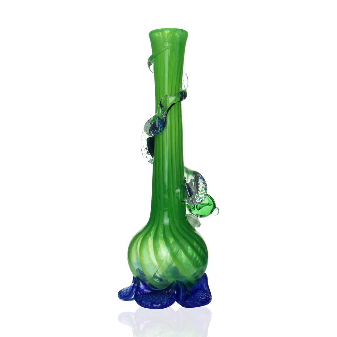 Noble Glass Small Bong Green and Blue Dichro Swirl side view