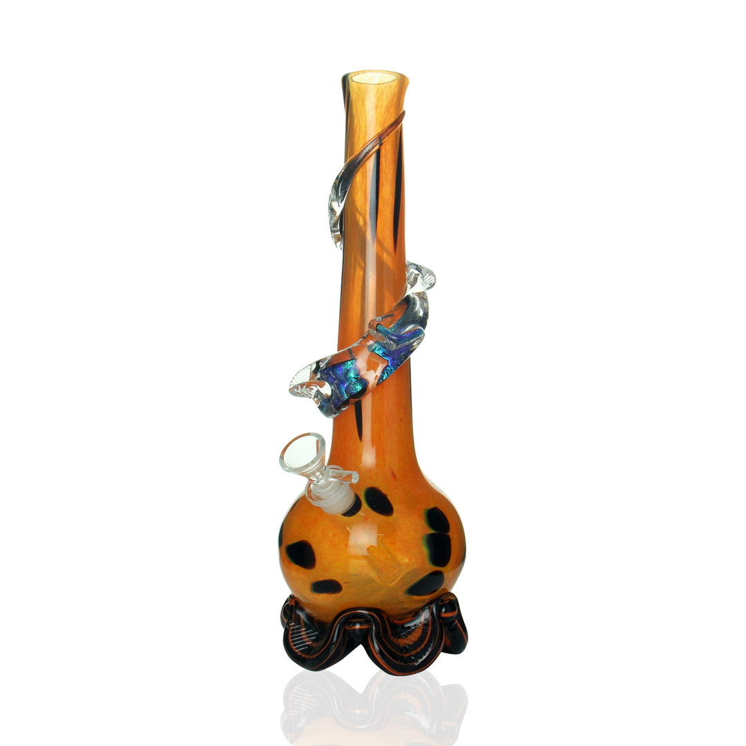 Noble Glass Small Bong Orange and Black Dichro Swirl water pipe
