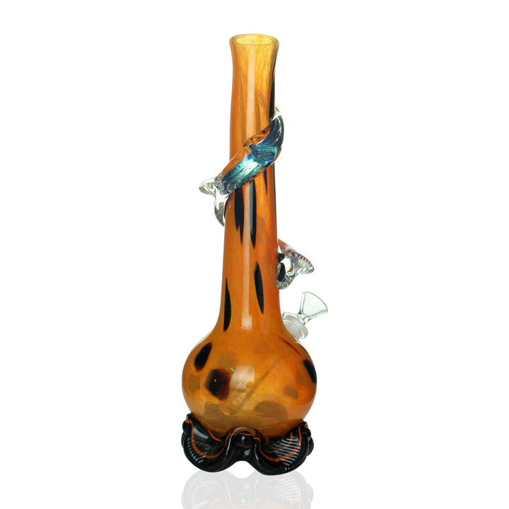 Noble Glass Small Bong Orange and Black Dichro Swirl side view