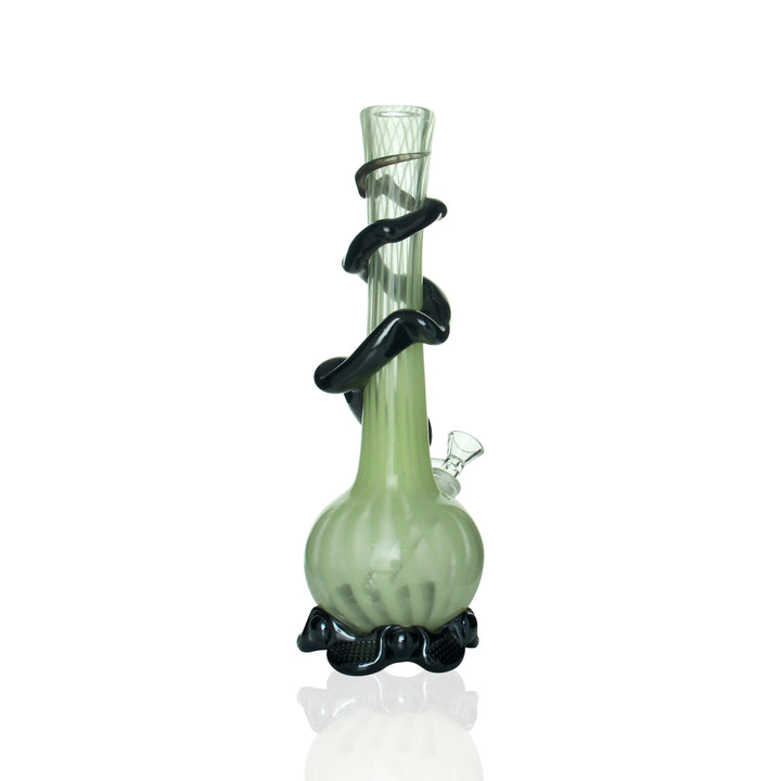 Noble Glass Small Bong UV Glow and Black Swirl side view