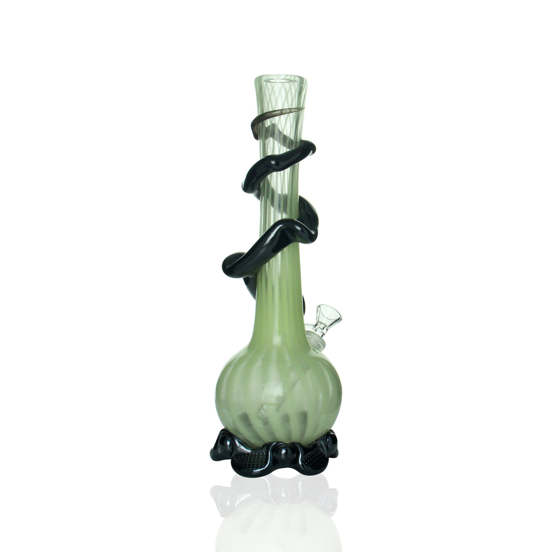 Noble Glass Small Bong UV Glow and Black Swirl side view