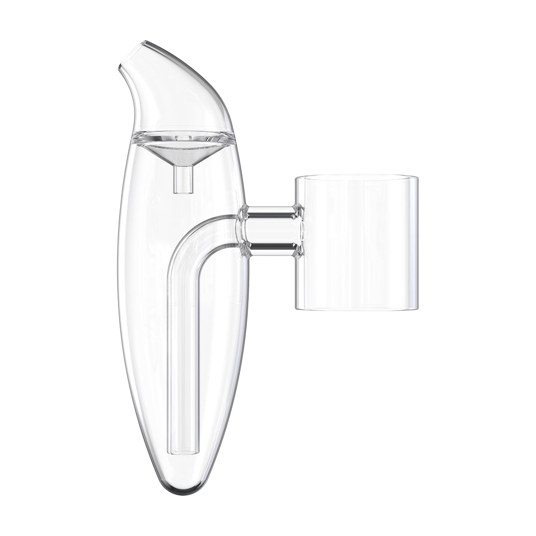 Side view of Dr. Dabber XS Replacement Glass Standard showing sleek, transparent glass attachment with integrated fill line.