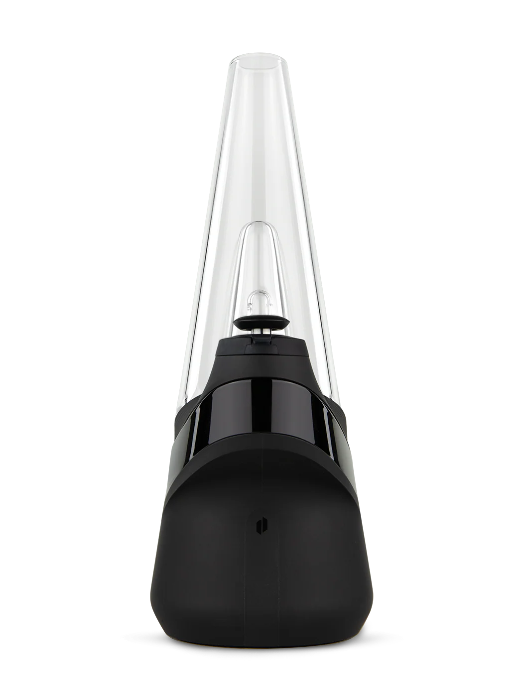 Puffco Peak Onyx – front view with LED accent band and black base design.