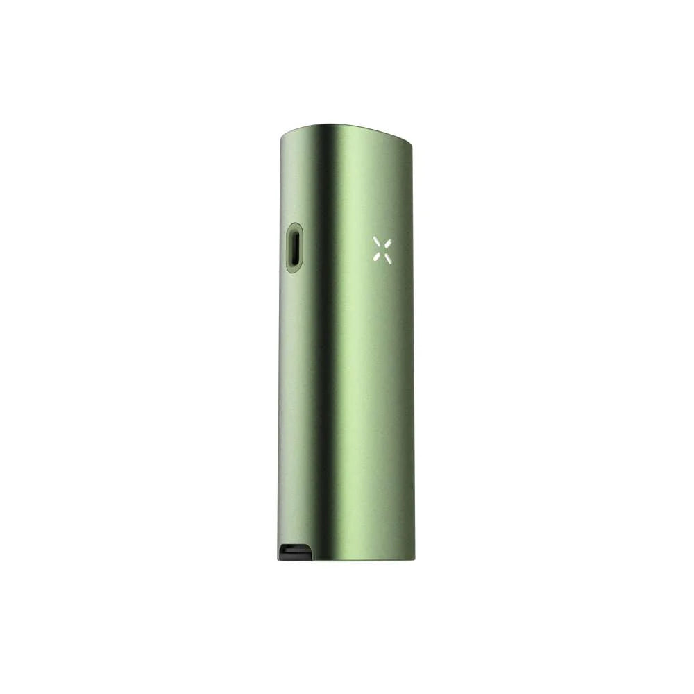 PAX FOUR Greenstone vaporizer angled side view highlighting airflow intake and compact build