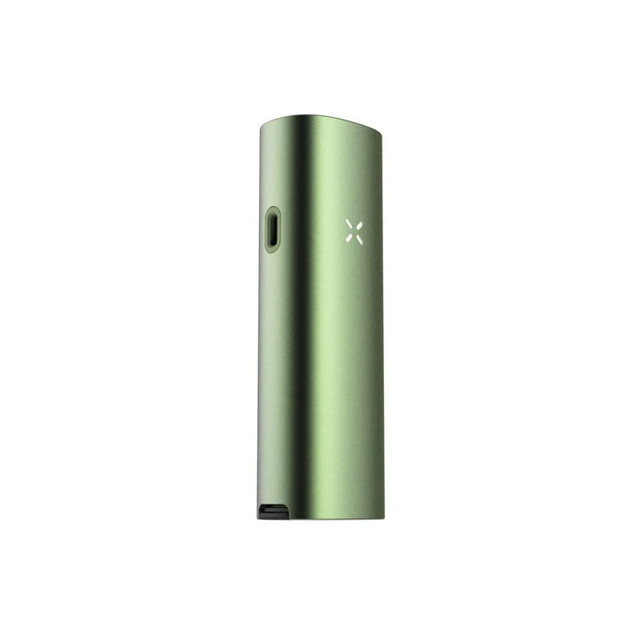PAX FOUR Greenstone vaporizer angled side view highlighting airflow intake and compact build