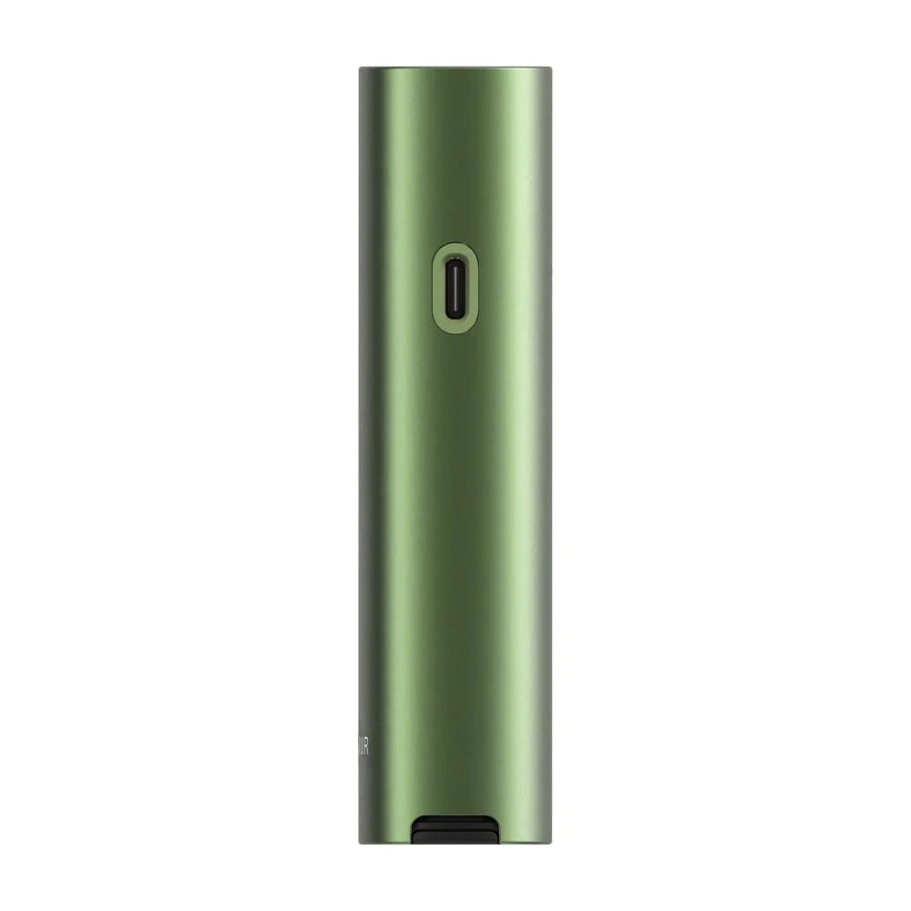 PAX FOUR Greenstone vaporizer upright side view emphasizing pocket-size portable design