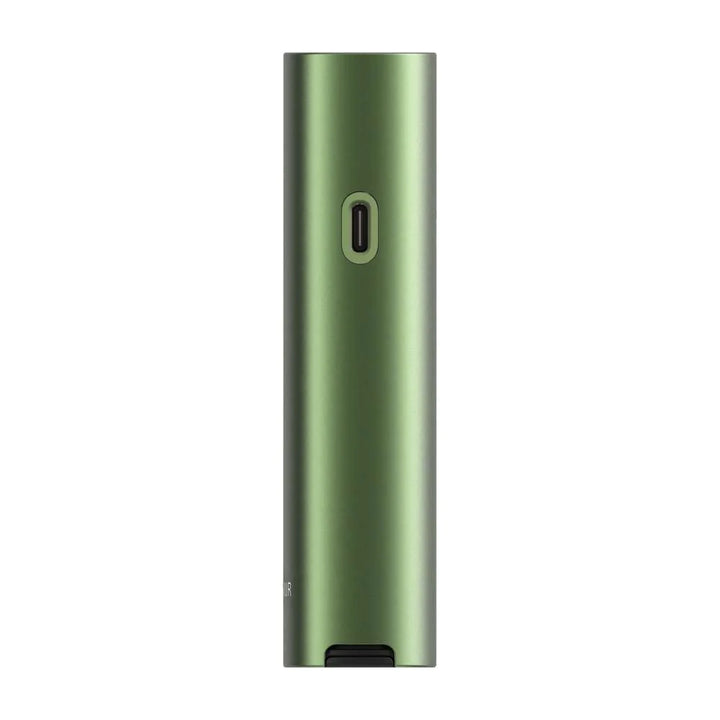 PAX FOUR Greenstone vaporizer upright side view emphasizing pocket-size portable design