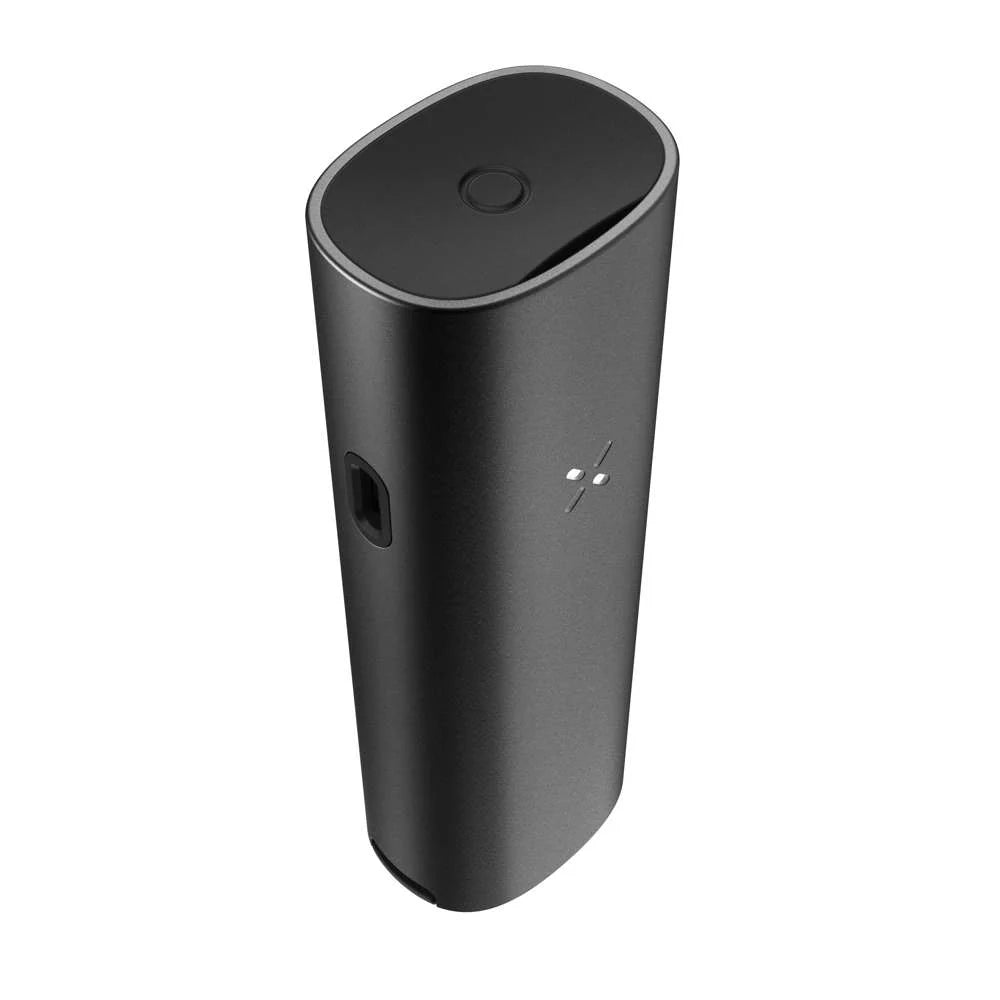 PAX FOUR Onyx vaporizer angled top view showing mouthpiece and ergonomic form