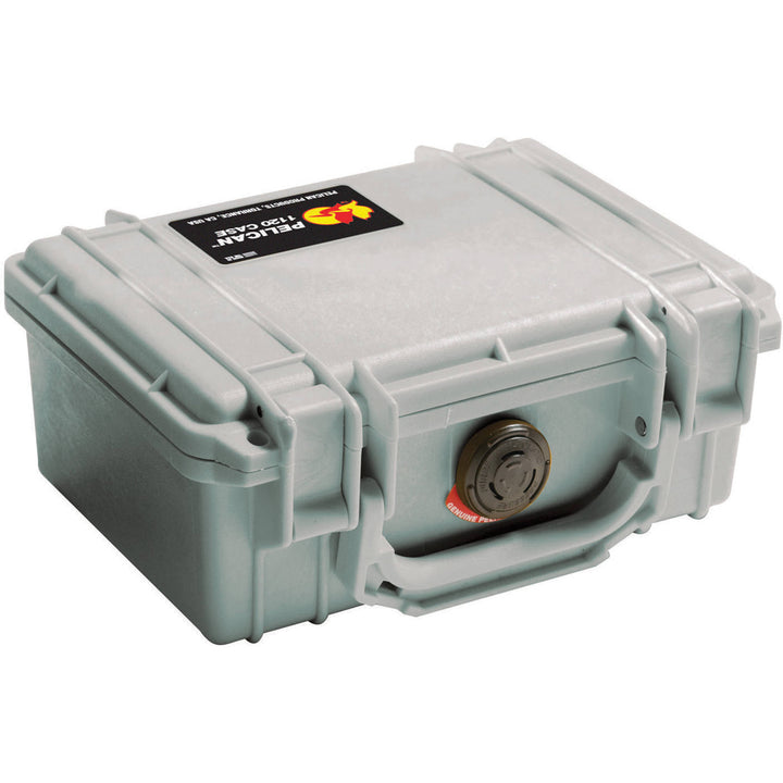 Pelican 1120 crushproof protective case in Silver, closed lid view