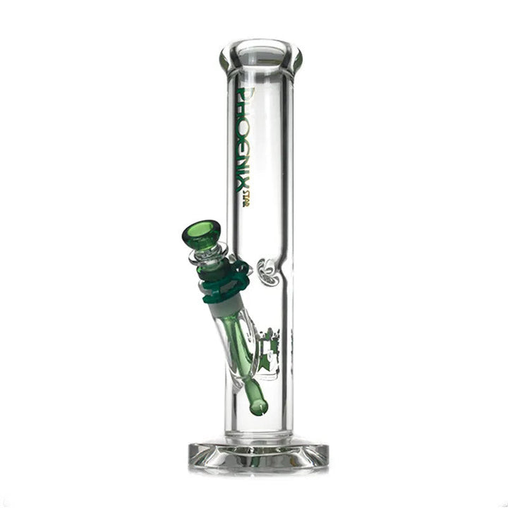 Phoenix Star 10in Straight Tube — Green colorway straight tube water pipe, hero shot