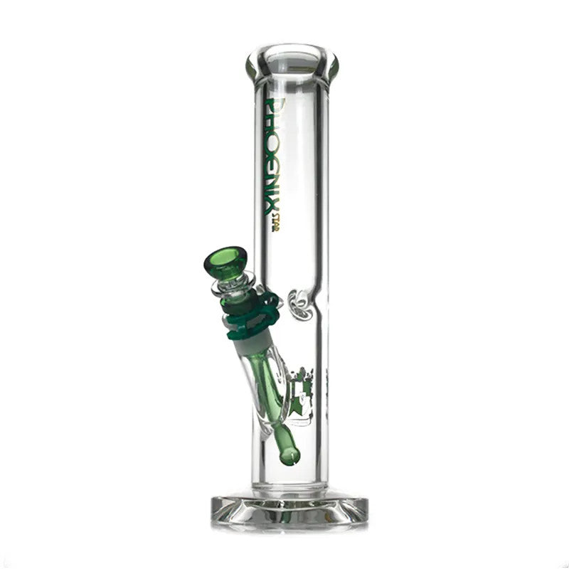 Phoenix Star 10in Straight Tube — Green colorway straight tube water pipe, hero shot