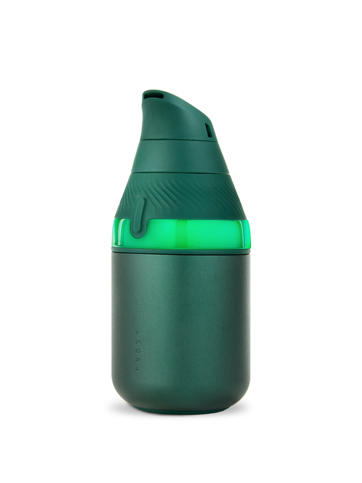 Puffco Proxy Core Kit in Pine, angled front-left with the LED band lit during a heat cycle